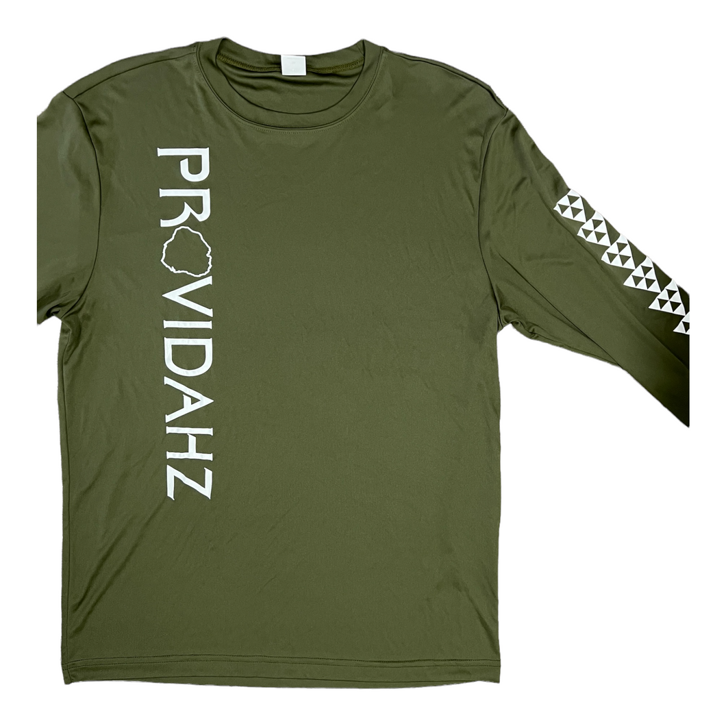 OLIVE GREEN DRI-FIT LONGSLEEVE TRI-FORCE TRIANGLES