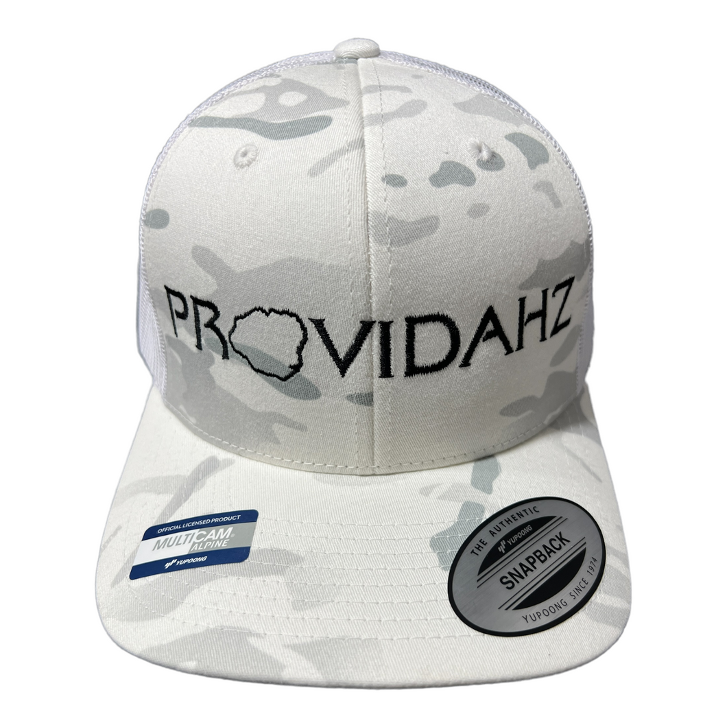 WHITE CAMO CURVED W/MESH SNAPBACK