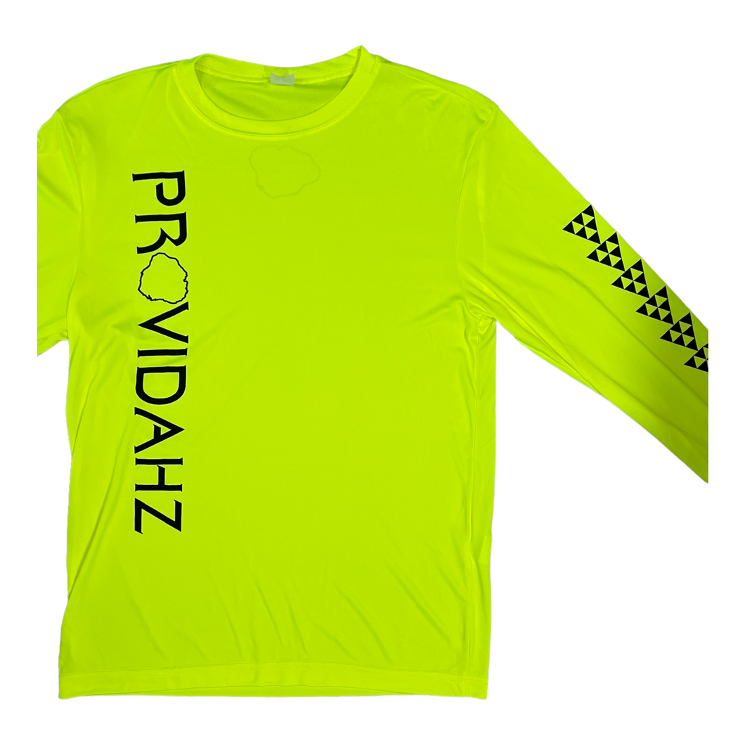 NEON YELLOW DRI-FIT LONGSLEEVE TRI-FORCE TRIANGLES